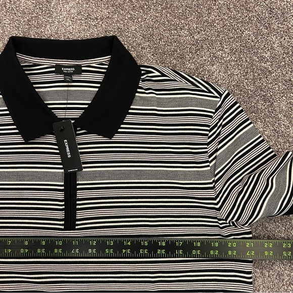 Express Men's Striped Perfect Pima Cotton Pique Polo Size M Tall 1/4 Zip NWT $64 - Picture 10 of 16